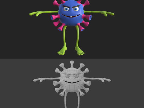 Virus cartoon 3Dモデル