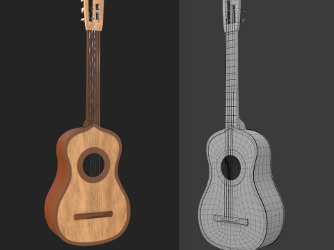Spanish Guitar Cartoon Vihuela Modello 3D
