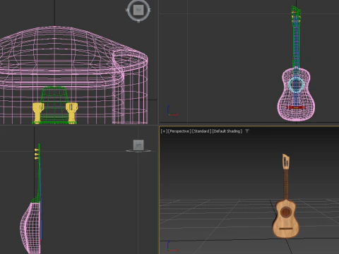 Spanische Gitarren-Cartoon-Vihuela 3D Modell