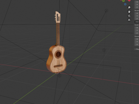 Spanish Guitar Cartoon Vihuela 3Dモデル