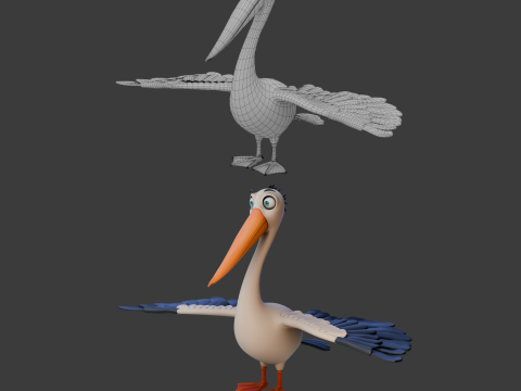 Pelican cartoon 3D Модель