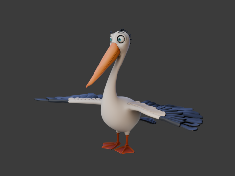 Pelican cartoon 3D Модель