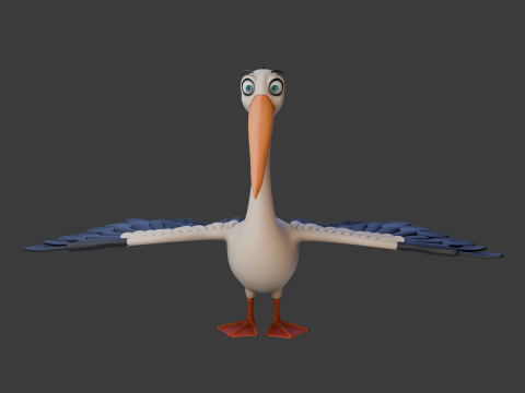 Pelican cartoon 3D Модель