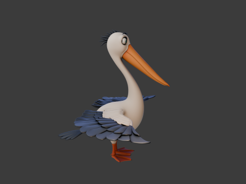 Pelican cartoon 3D Модель