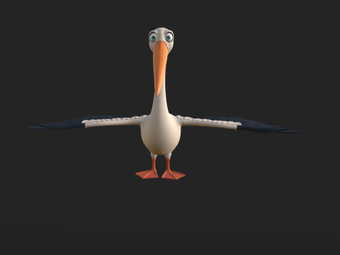 Pelican cartoon 3D Модель