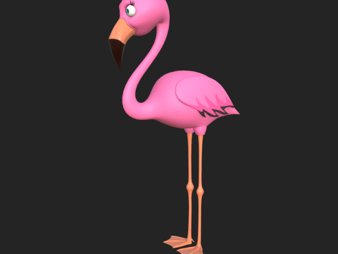 Flamingo cartoon 02 3D-Modell