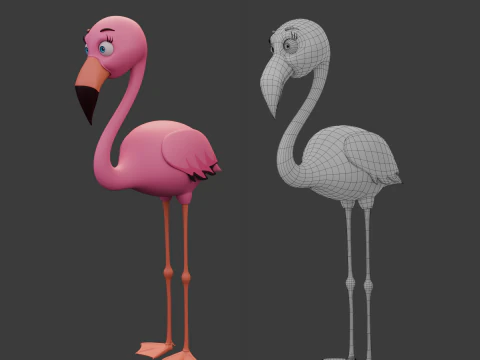 Flamingo cartoon 02 3D Model