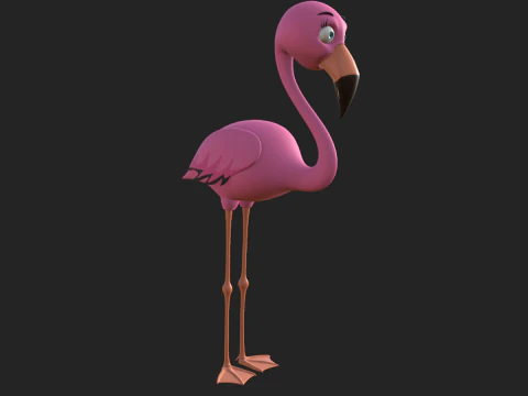 Flamingo cartoon 02 3D Model