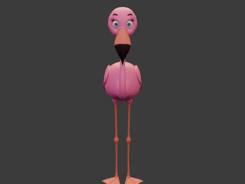 Flamingo cartoon 02 3D Model