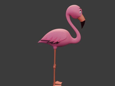 Flamingo cartoon 02 3D Model
