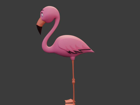Flamingo cartoon 02 3D Model