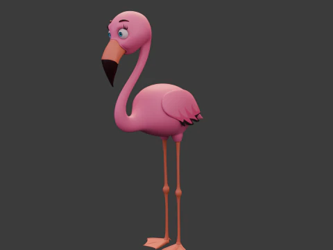 Flamingo cartoon 02 3D Model