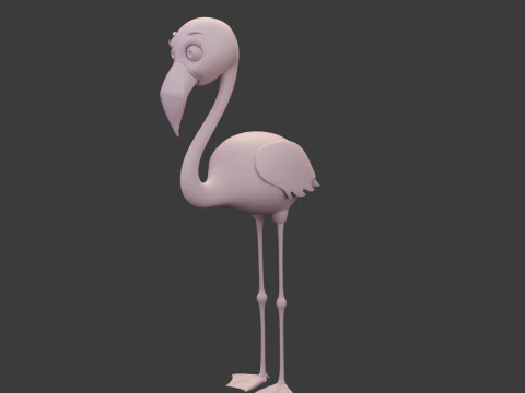 Flamingo cartoon 02 3D Model