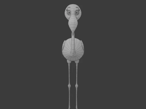 Flamingo cartoon 02 3D Model