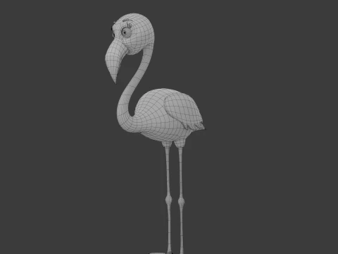 Flamingo cartoon 02 3D Model
