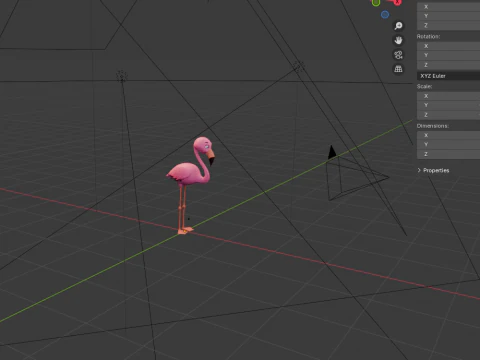 Flamingo cartoon 02 3D Model