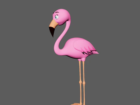 Flamingo cartoon 02 3D Model