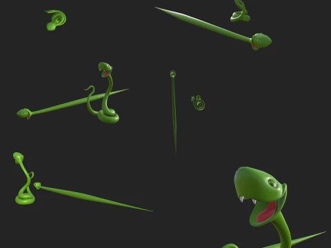 Kartun ular 02 Model 3D