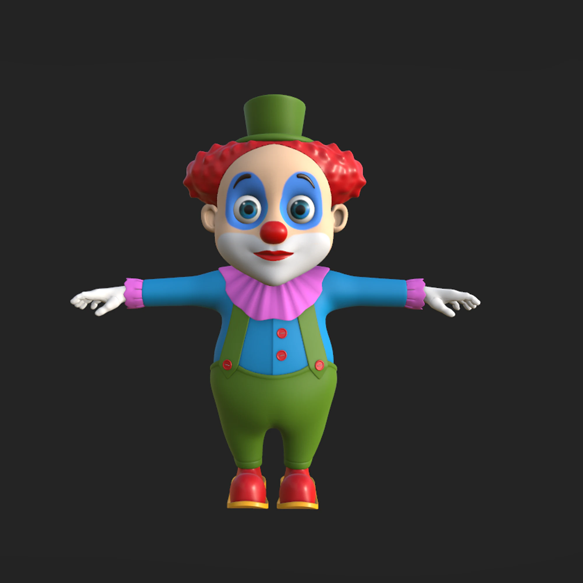 Clown cartoon 04 3D Model .c4d .max .obj .3ds .fbx .stl .blend 