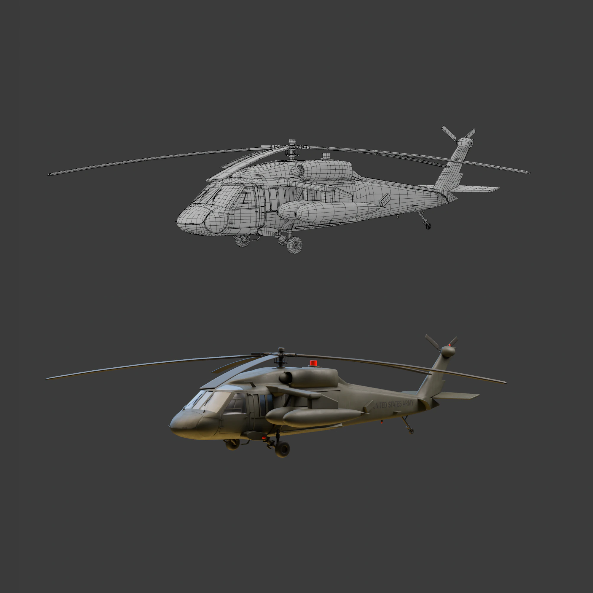 USA military helicopter black hawk 3D Model .c4d .max .obj .3ds .fbx .stl .blend 