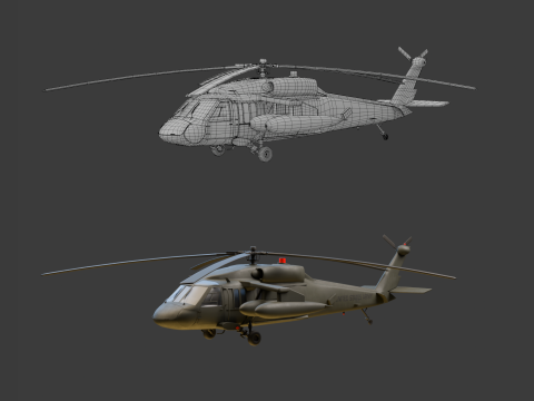 USA military helicopter black hawk 3Dモデル