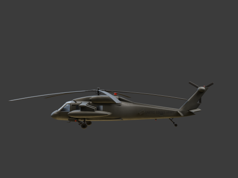 USA military helicopter black hawk 3D Model