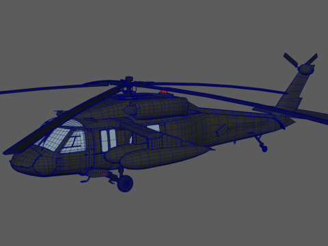 USA military helicopter black hawk 3D Model