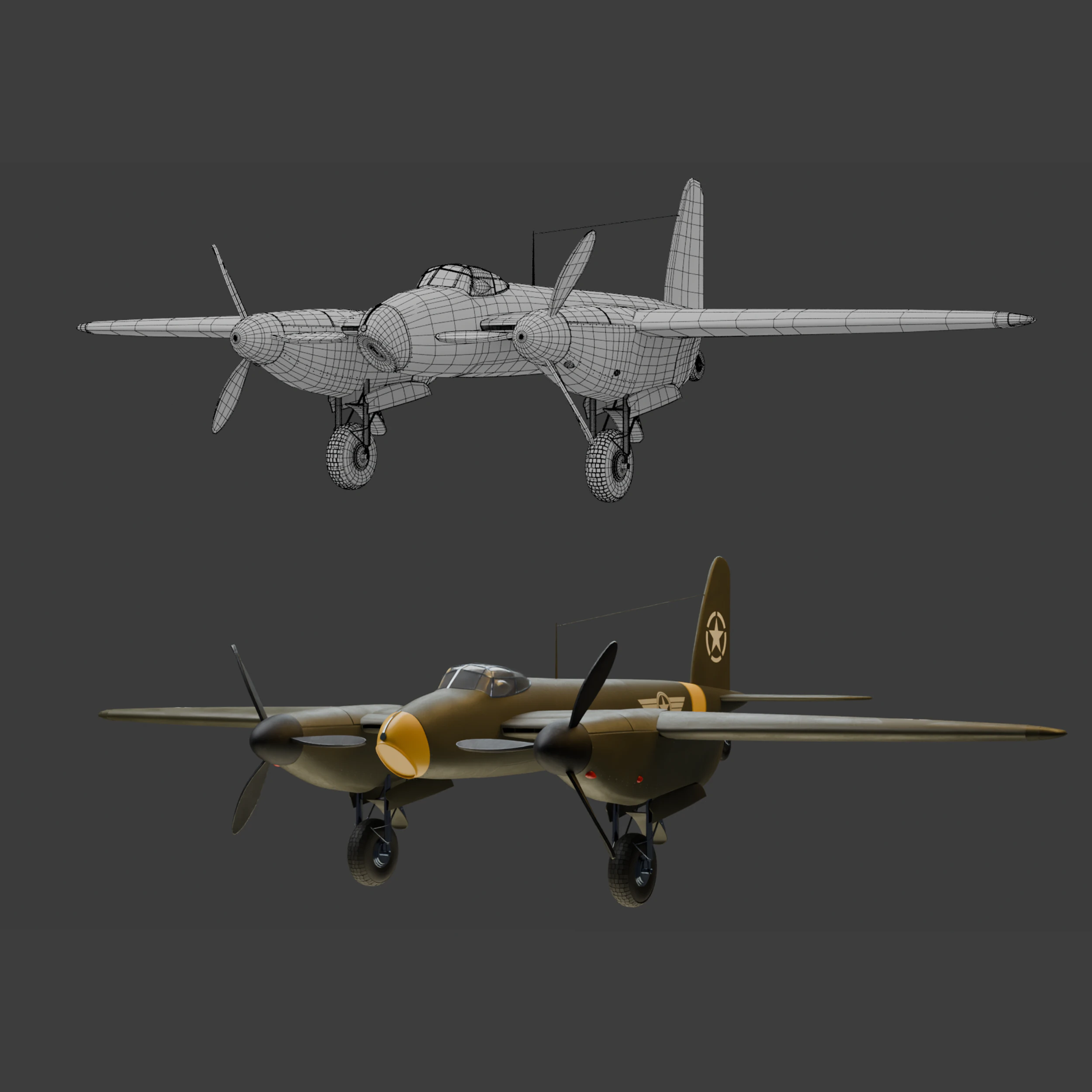 American Fighter Aircraft 3D Model .c4d .max .obj .3ds .fbx .stl .blend 