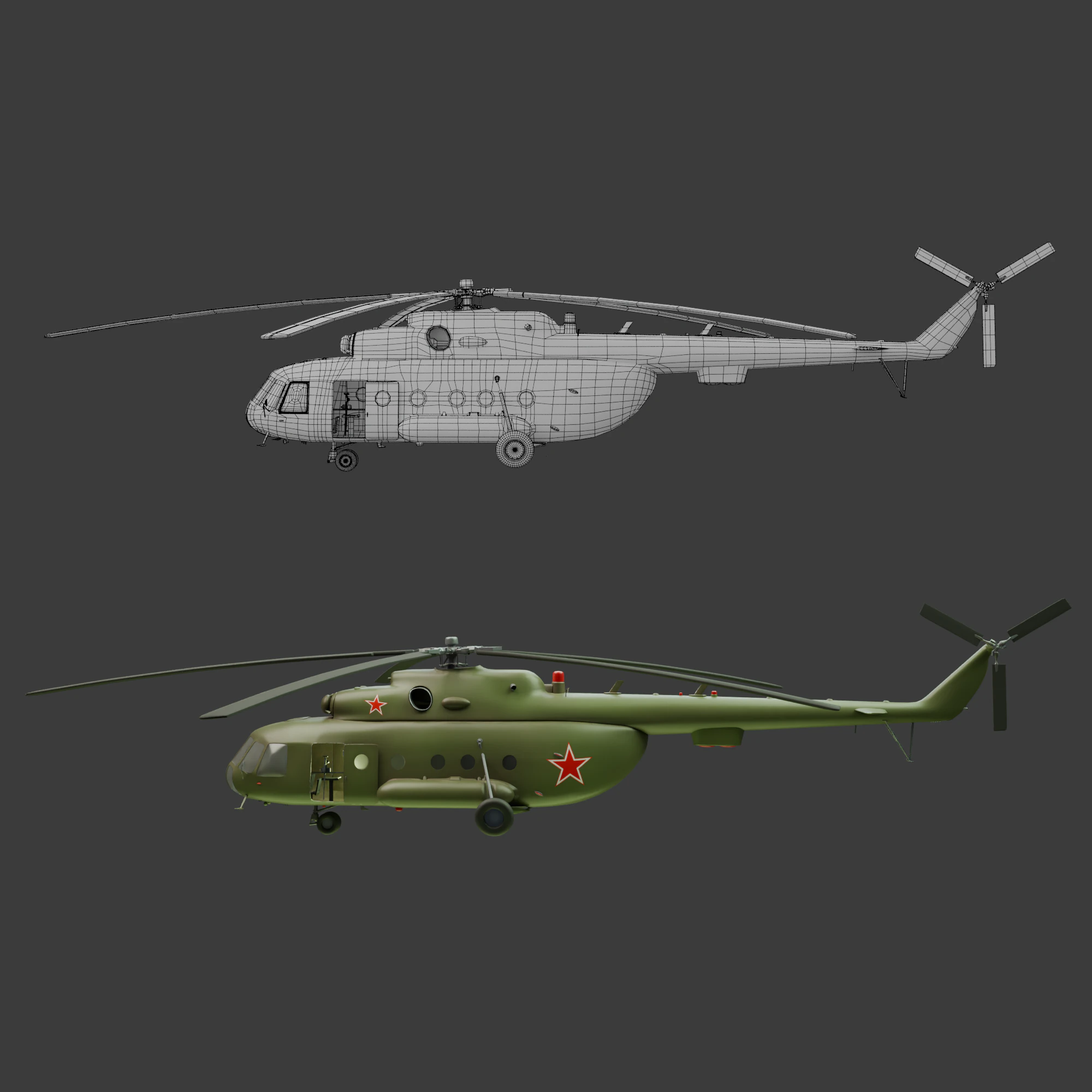 Helicóptero Mi-8 da Força Aérea Russa Modelo 3D .c4d .max .obj .3ds .fbx .stl .blend
