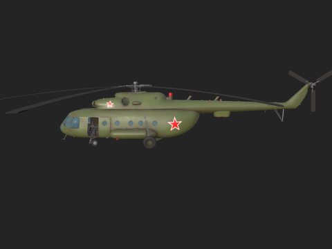Helikopter Angkatan Udara Rusia Mi-8 Model 3D