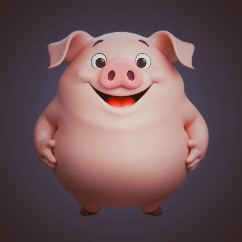 豚の漫画 3Dモデル .c4d .max .obj .3ds .fbx .stl .blend