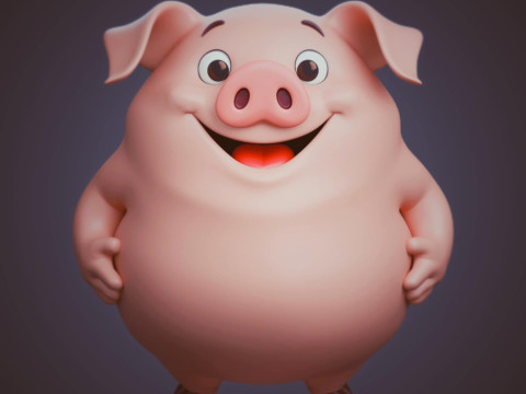 Мультфильм свинья 3D Модель
