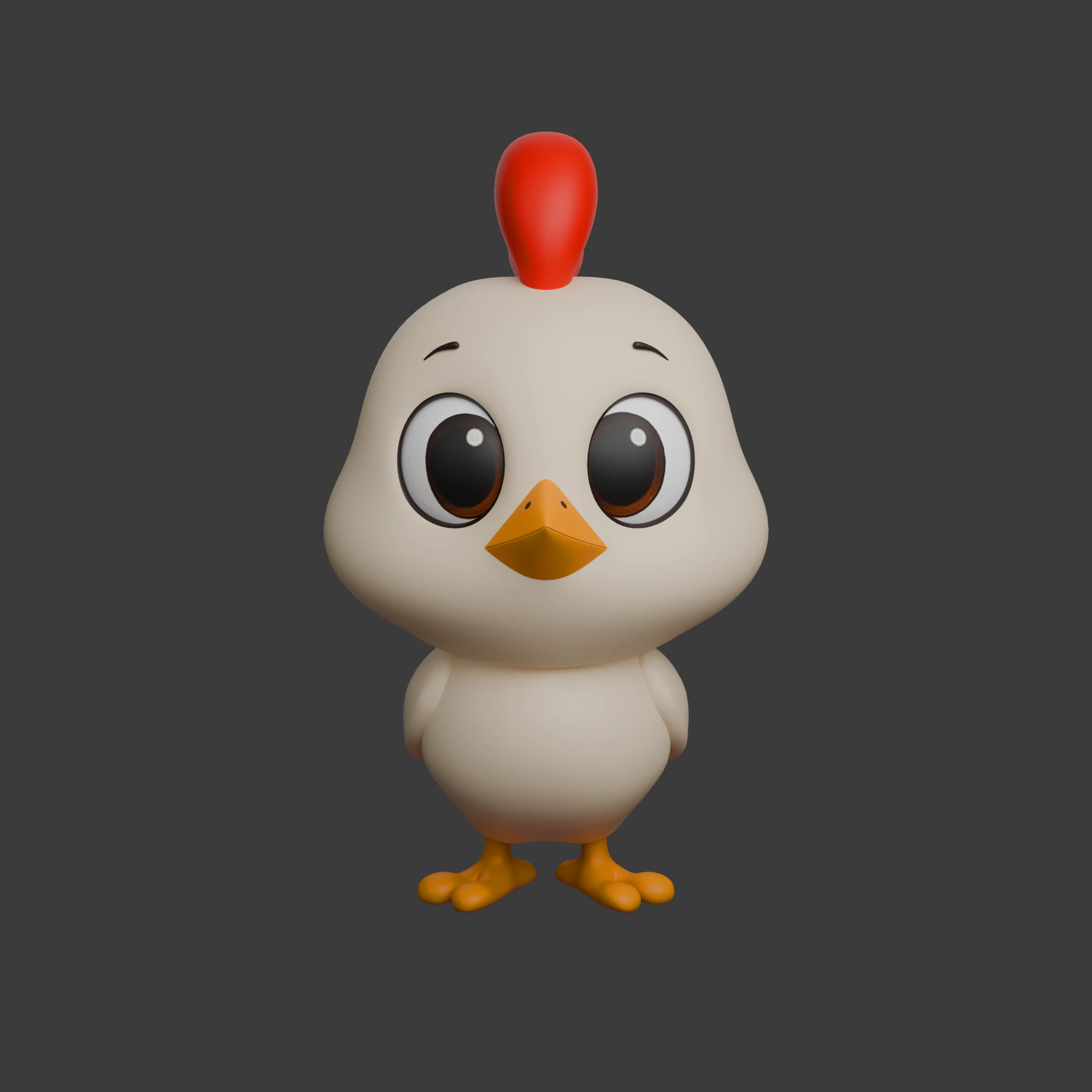 Chicken Cartoon 02 3D Model .c4d .max .obj .3ds .fbx .stl .blend