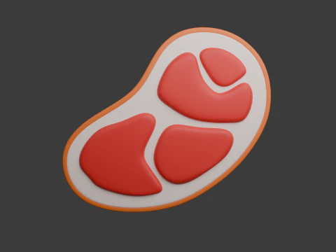 Raw Meat Cartoon 3D Model