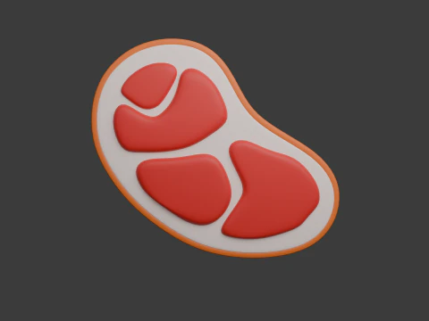 Raw Meat Cartoon 3D Model