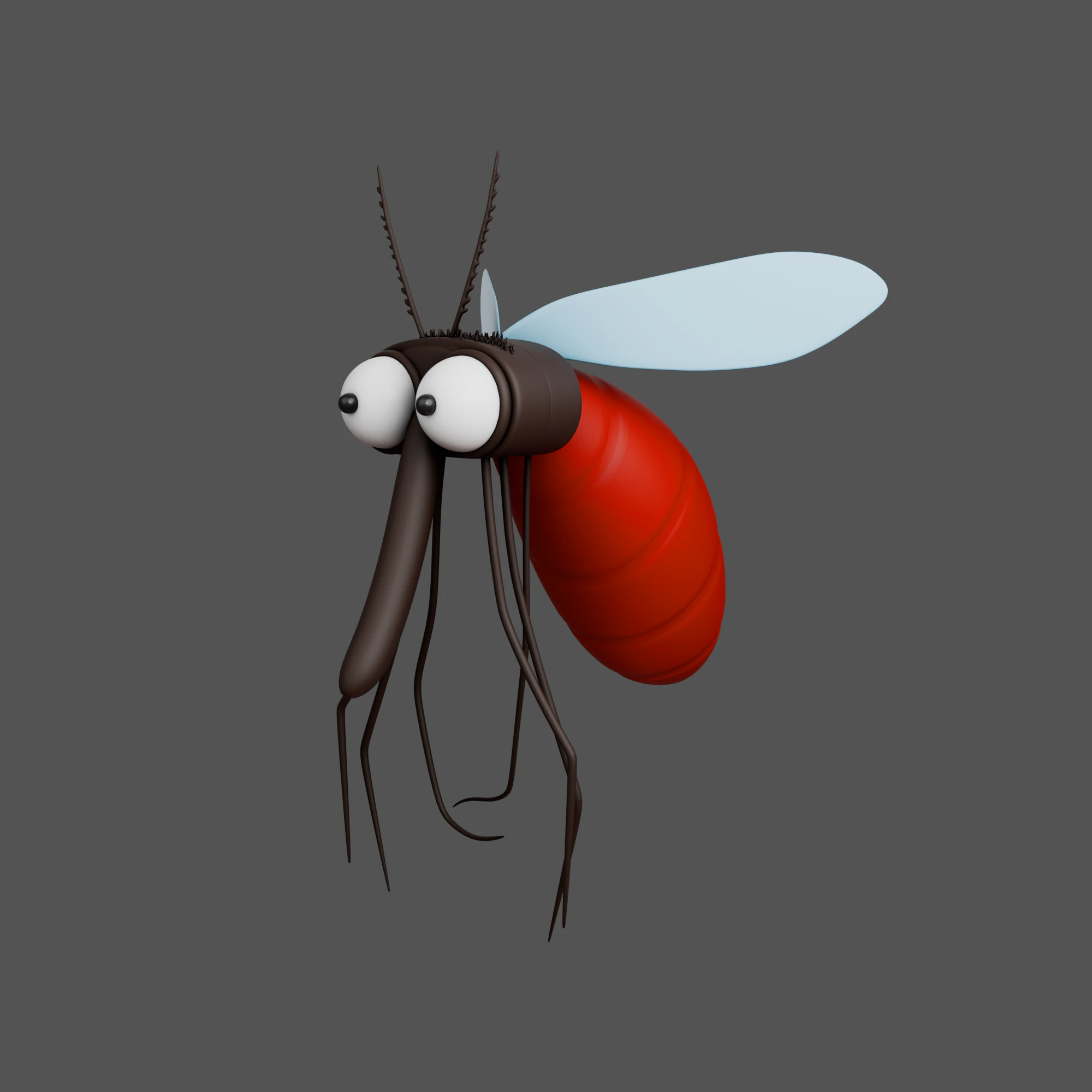 Mosquito Cartoon 02 3D Model .c4d .max .obj .3ds .fbx .stl .blend 