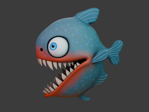Pirana karikatürü 3D Model