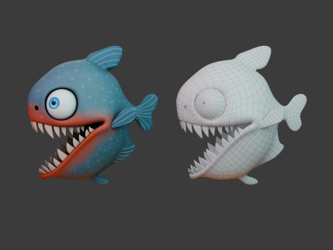 Piranha cartoon 3D Model