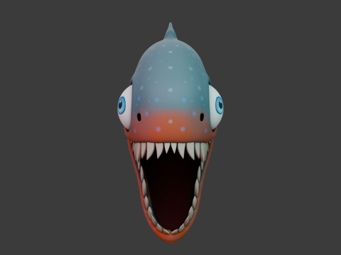 Piranha cartoon 3D Model