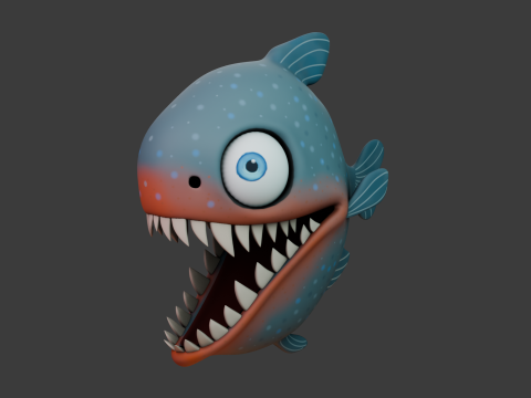 Piranha cartoon 3D Model