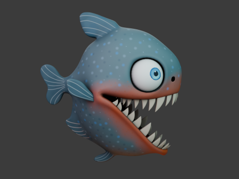Piranha cartoon 3D Model