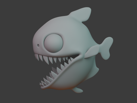 Piranha cartoon 3D Model