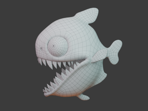 Piranha cartoon 3D Model