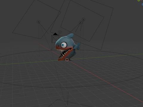 Piranha cartoon 3D Model