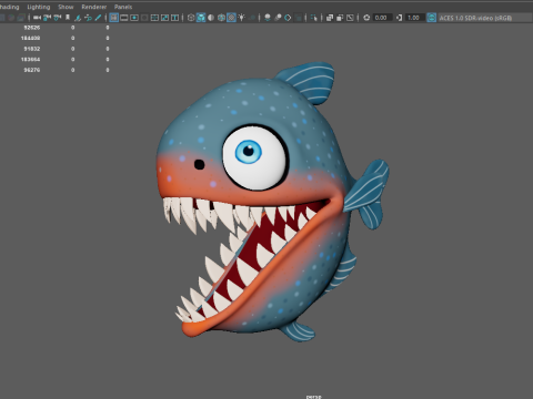 Piranha cartoon 3D Model