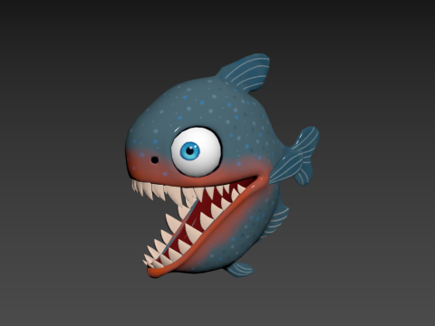 Piranha cartoon 3D Model