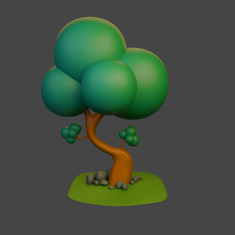 Boom en stenen cartoon 3D Model .c4d .max .obj .3ds .fbx .stl .blend 