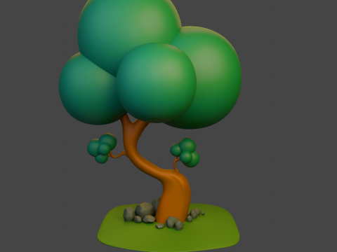 Dibujos animados de árboles y piedras Modelo 3D