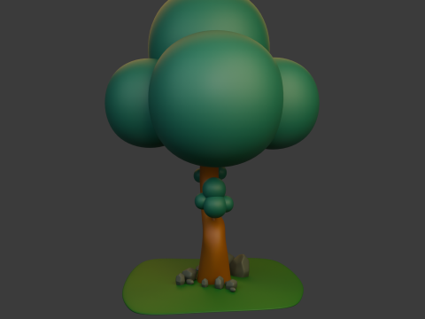 Boom en stenen cartoon 3D Model