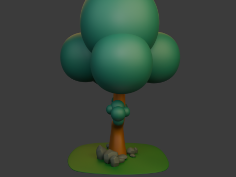 Boom en stenen cartoon 3D Model